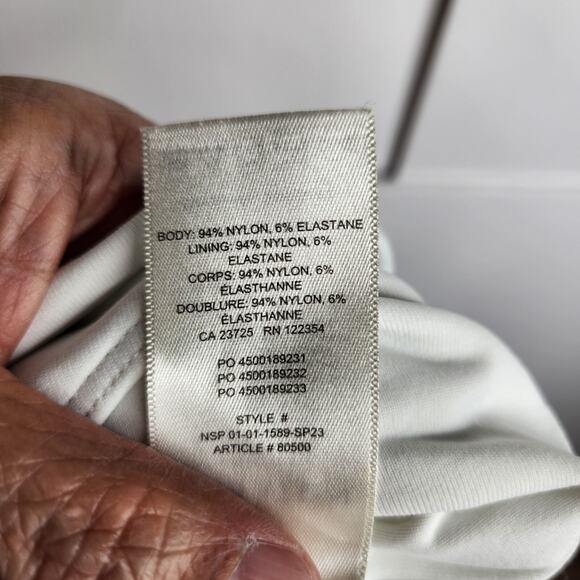 Aritzia Babaton Contour Crew Short Sleeve Bodysuit Womens Size Medium White - Picture 9 of 9